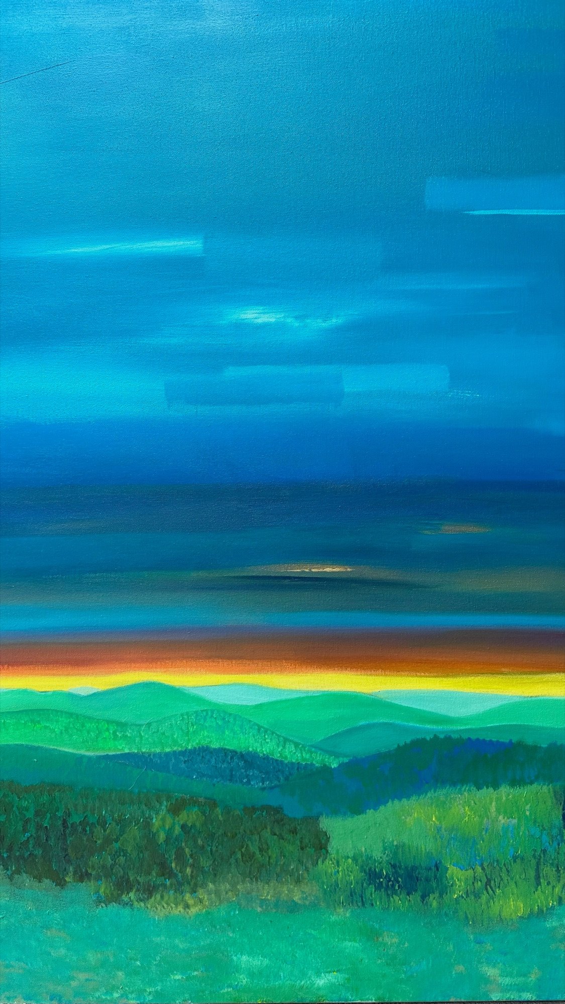 Abstract painting — alpine lake